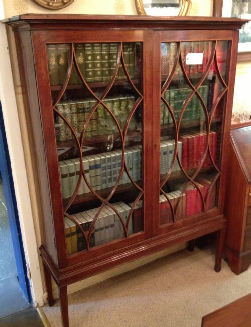 Antique Georgian Mahogany Astragal Glazed Bookcase on Later Stand