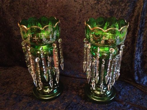 Antique Victorian Pair of Lustre Vases. Excellent Condition Circa 1870