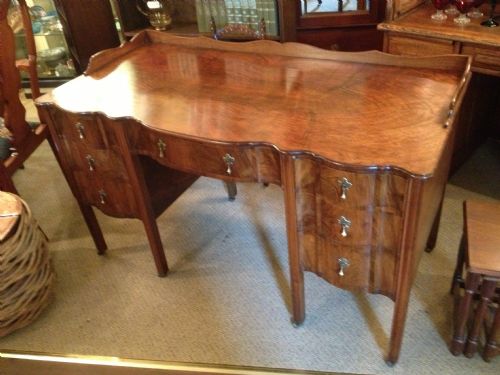 Antique Late Victorian Serpentine Fronted Walnut Writing Table/side Table by Druce and Co London