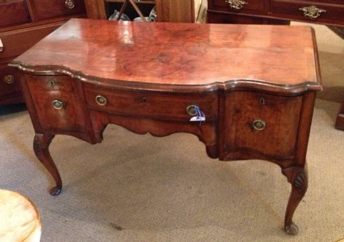 Antique Inlaid Walnut Side Table with Serpentine Front
