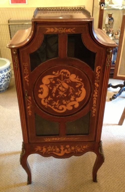 Antique Inlaid Walnut Ormolu Mounted Edwardian Music Cabinet