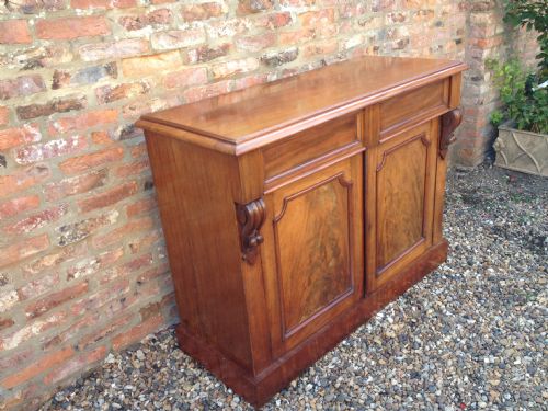 Mahogany Two Door Chiffonier Lovely Faded Colour with Flame Veneer Panels Circa 1870