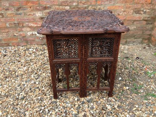 Antique Victorian Carved Anglo-indian Occasional Table Circa 1890