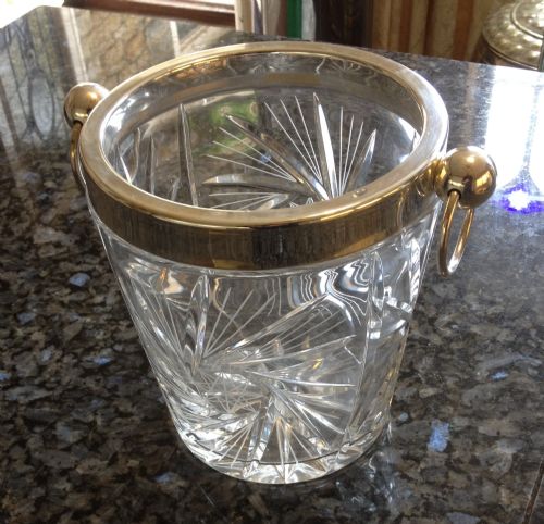 Lead Crystal  Wine Cooler with Silver Plated Mounts