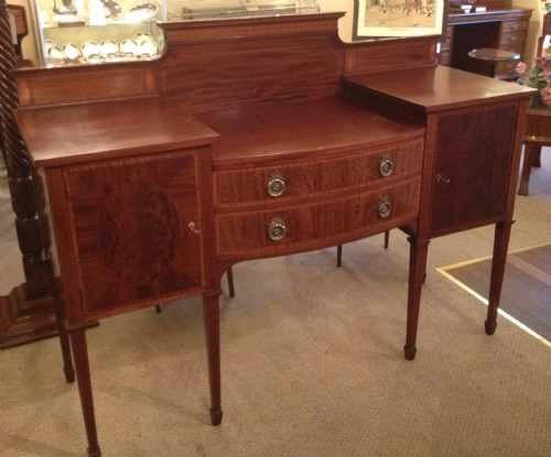 Antique Sheraton Revival Sideboard in Inlaid Mahogany by Warings Circa 1890