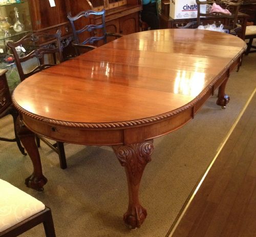 Antique Walnut Wind Out 8 Seater Dining Table with Three Original Leaves and Winder Circa 1900