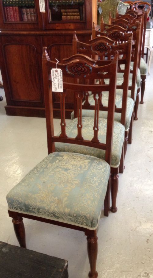 Set of 6 Walnut Art Nouveau Dining Chairs Circa 1900