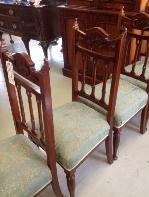 fig 1. Set of 6 walnut art nouveau dining chairs circa 1900