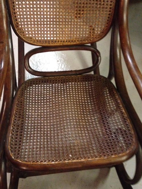 fig 1. Victorian bentwood rocking chair with rattan seat
