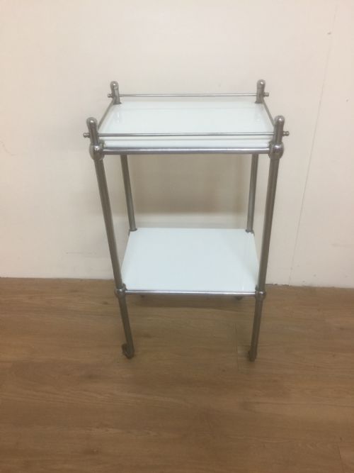 Chrome and Opaline Glass Dental Trolley.