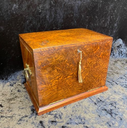 Victorian Amboyna Fall Front Stationery Box