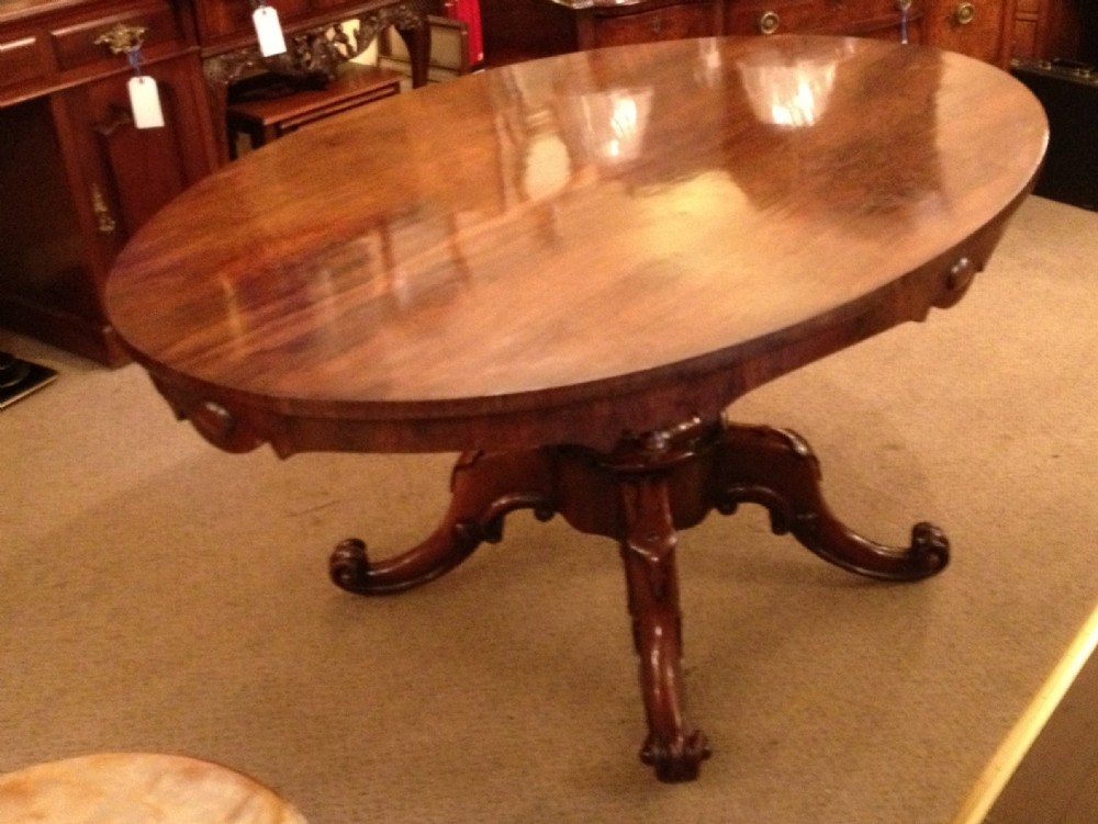 Antique rosewood tilt top dining table on superbly carved base