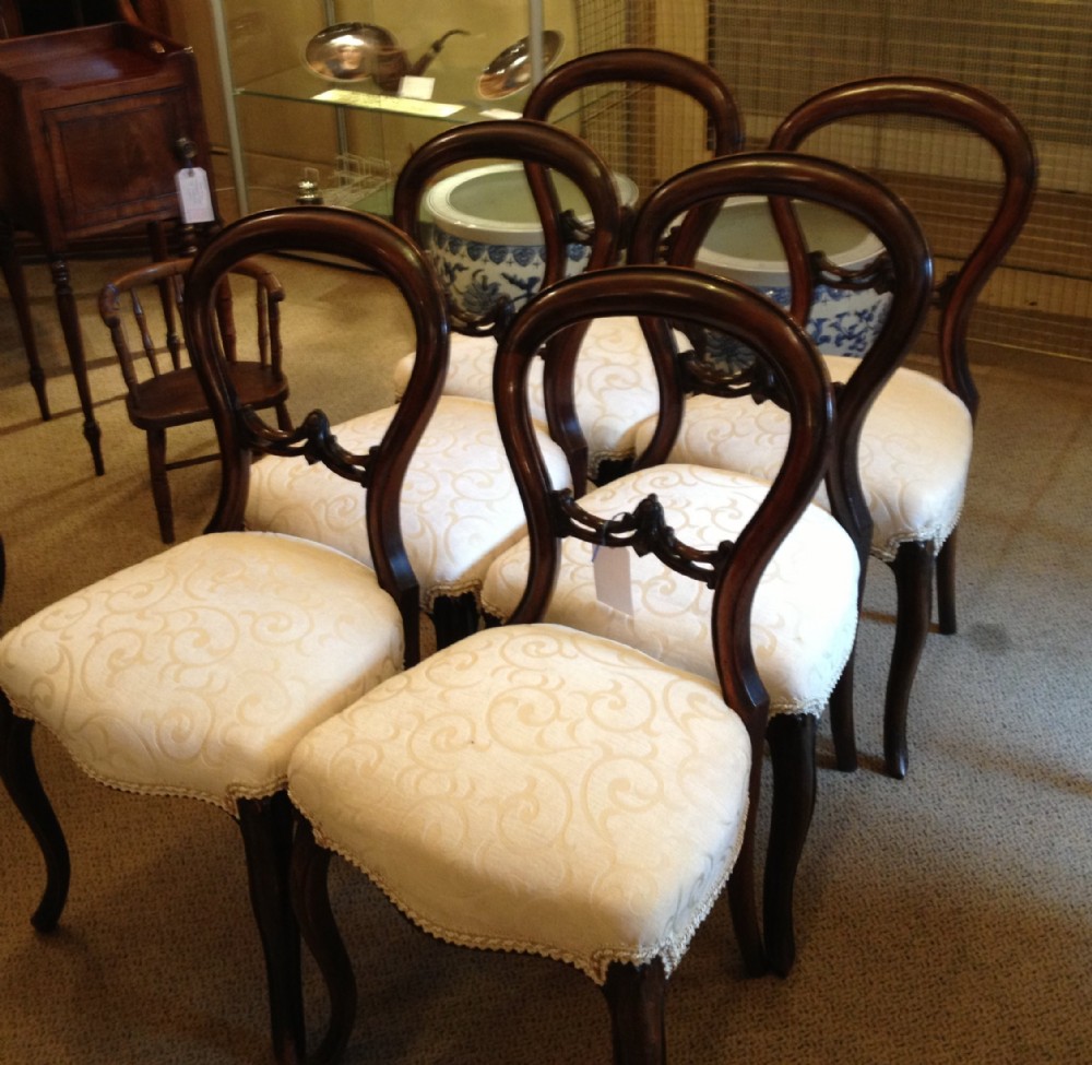 Antique set of six Victorian rosewood  dining chairs circa 1860