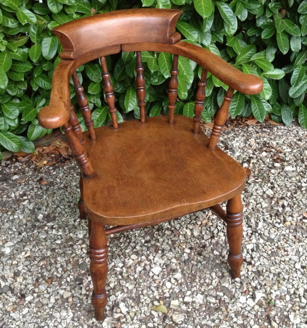Antique Victorian Smokers Bow Windsor chair. Original finish (four more very close matching)