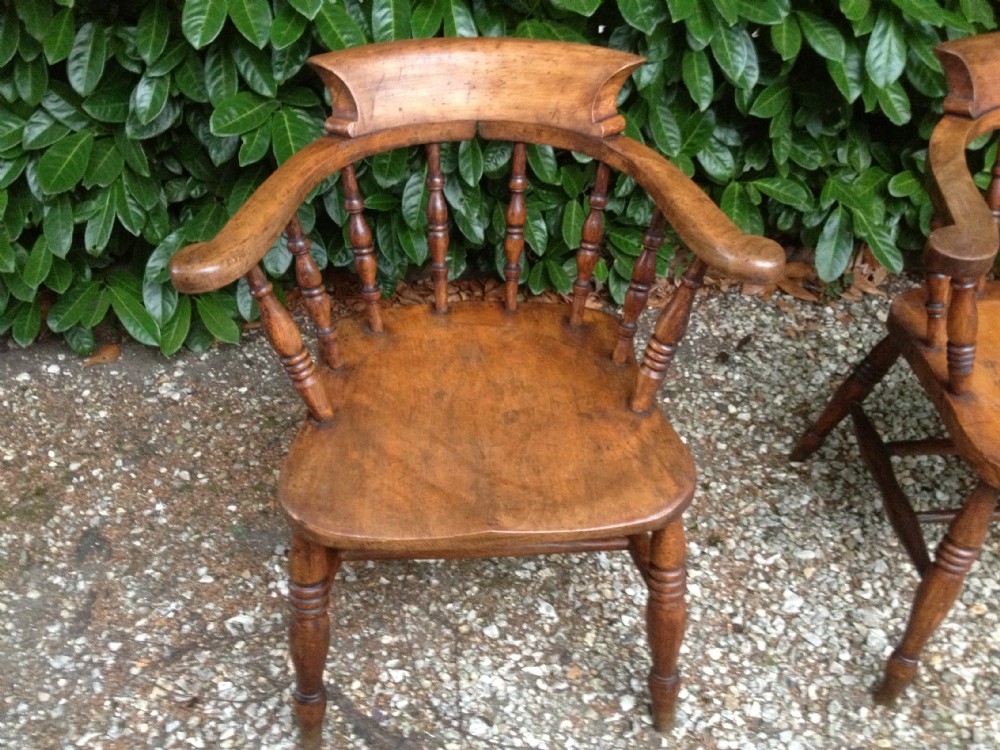 Antique Victorian Smokers Bow Windsor chair. Original finish (four more very close matching)