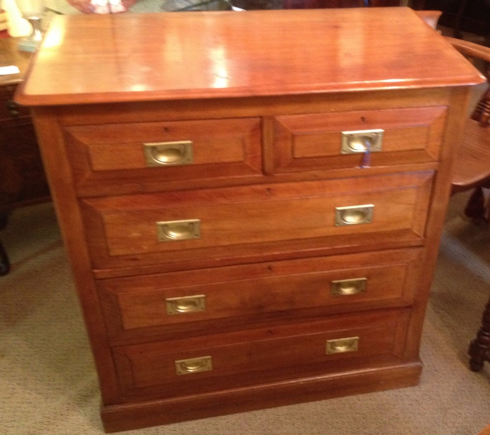Antique Victorian military style chest in solid mahogany circa 1890