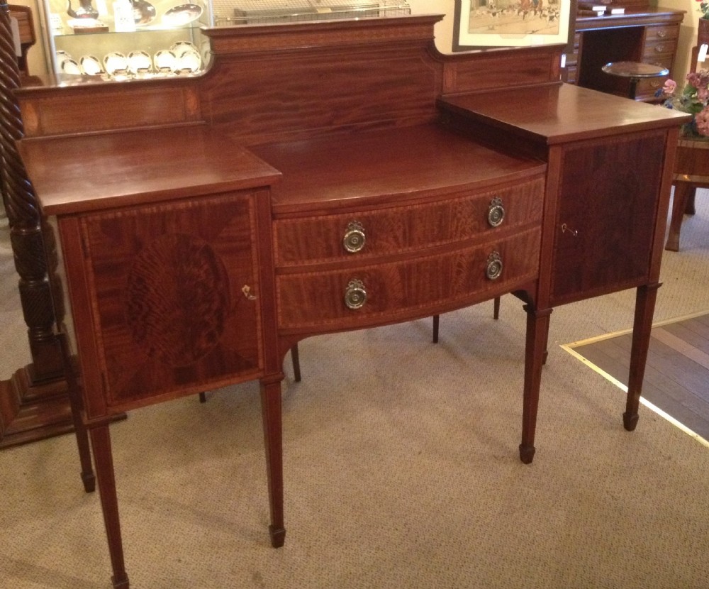 Antique Sheraton revival sideboard in inlaid mahogany by Warings circa 1890
