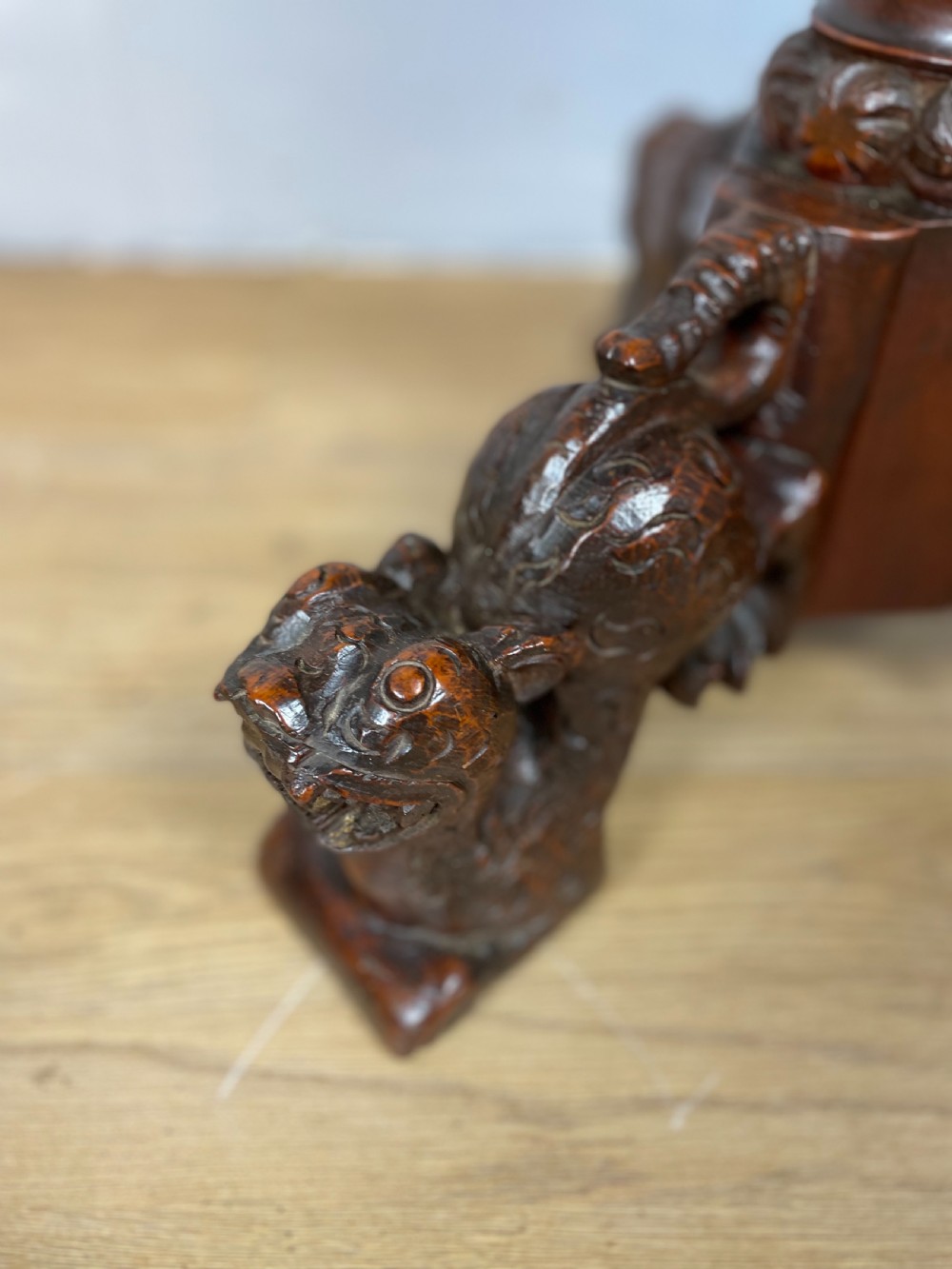 Nineteenth century carved hardwood table possibly Burmese  View III