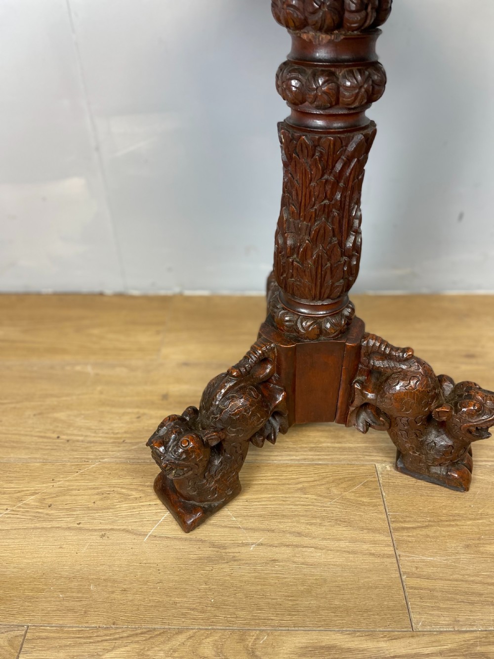 Nineteenth century carved hardwood table possibly Burmese  View VI