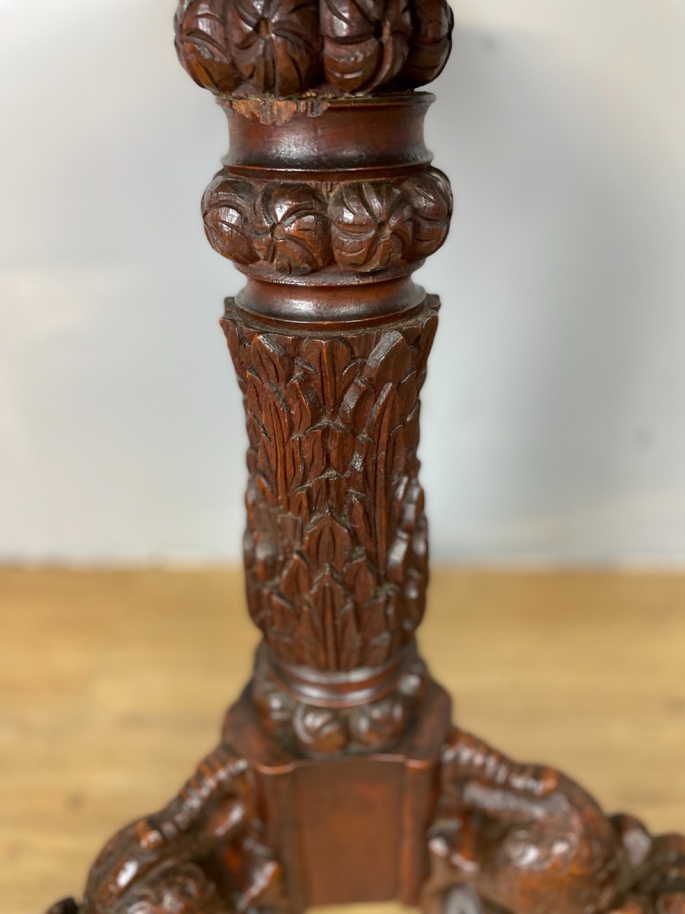 Nineteenth century carved hardwood table possibly Burmese  View VII