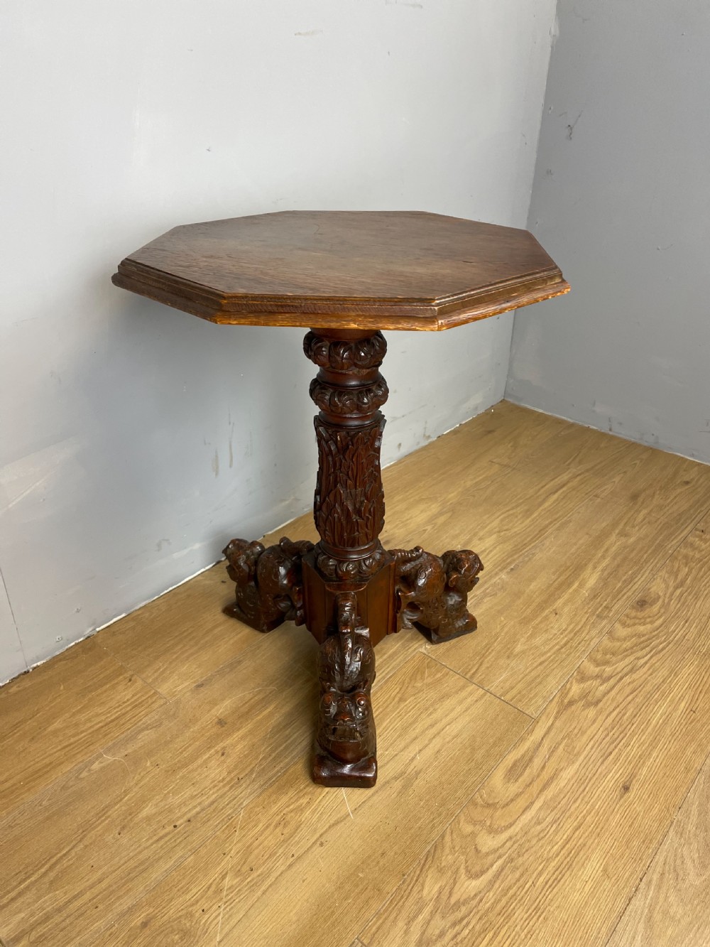 Nineteenth century carved hardwood table possibly Burmese  View VIII
