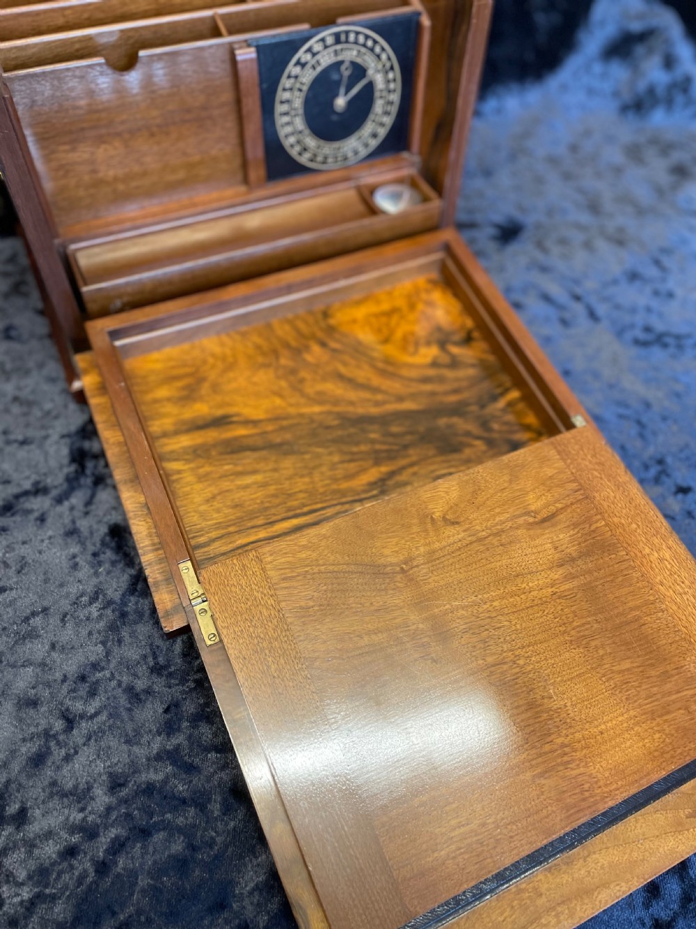 Victorian amboyna fall front stationery box  View VII