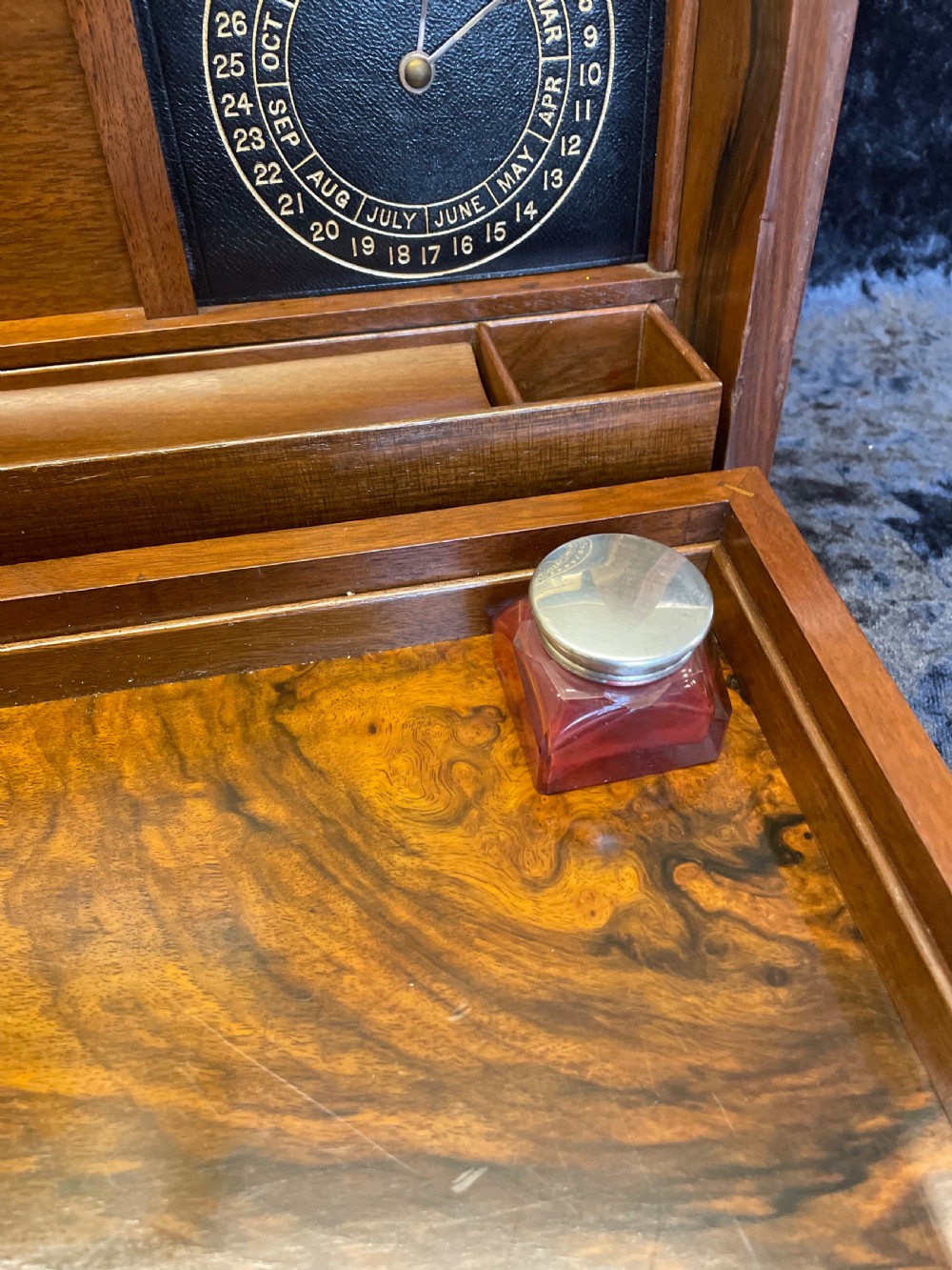 Victorian amboyna fall front stationery box  View VIII