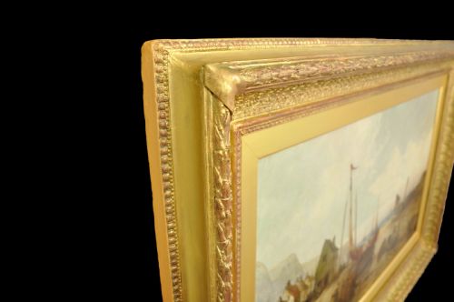 WILLIAM EDWARD WEBB 1862 1903 ENGLISH PEEL HARBOUR ISLE OF MAN 1890S FRAMED MANX SEASCAPE LANDSCAPE OIL PAINTING - ADDITIONAL PHOTO 3