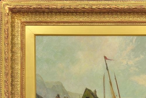 WILLIAM EDWARD WEBB 1862 1903 ENGLISH PEEL HARBOUR ISLE OF MAN 1890S FRAMED MANX SEASCAPE LANDSCAPE OIL PAINTING - ADDITIONAL PHOTO 6
