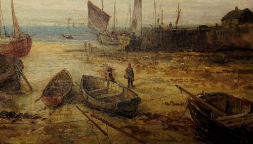 WILLIAM EDWARD WEBB 1862 1903 ENGLISH PEEL HARBOUR ISLE OF MAN 1890S FRAMED MANX SEASCAPE LANDSCAPE OIL PAINTING - ADDITIONAL PHOTO 8