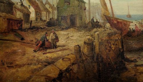 WILLIAM EDWARD WEBB 1862 1903 ENGLISH PEEL HARBOUR ISLE OF MAN 1890S FRAMED MANX SEASCAPE LANDSCAPE OIL PAINTING - ADDITIONAL PHOTO 9