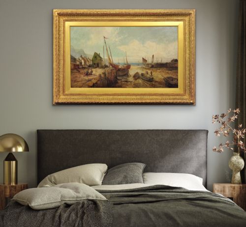 WILLIAM EDWARD WEBB 1862 1903 ENGLISH PEEL HARBOUR ISLE OF MAN 1890S FRAMED MANX SEASCAPE LANDSCAPE OIL PAINTING - ADDITIONAL PHOTO 14
