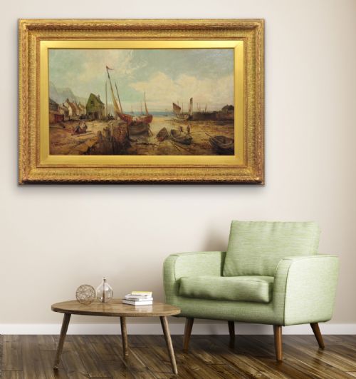 WILLIAM EDWARD WEBB 1862 1903 ENGLISH PEEL HARBOUR ISLE OF MAN 1890S FRAMED MANX SEASCAPE LANDSCAPE OIL PAINTING - ADDITIONAL PHOTO 25