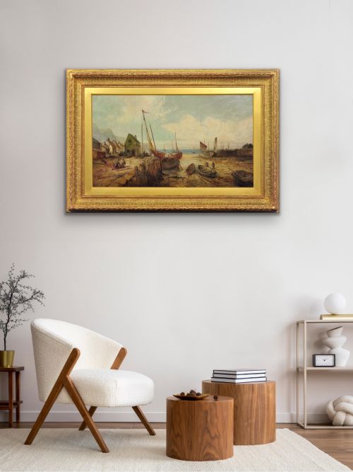 WILLIAM EDWARD WEBB 1862 1903 ENGLISH PEEL HARBOUR ISLE OF MAN 1890S FRAMED MANX SEASCAPE LANDSCAPE OIL PAINTING - ADDITIONAL PHOTO 27
