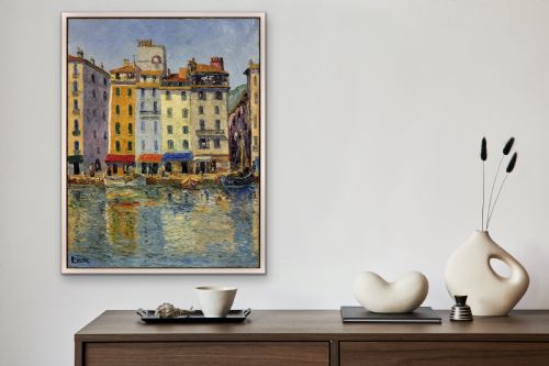 LOKRE 20ME SICLE FRENCH TOULON LE PORT LA VIEILLE DARSE MAY 1939 QUAI CRONSTADT FRAMED OIL PAINTING RIVIERA PROVENCE ALPES COTE D'AZUR - ADDITIONAL PHOTO 14