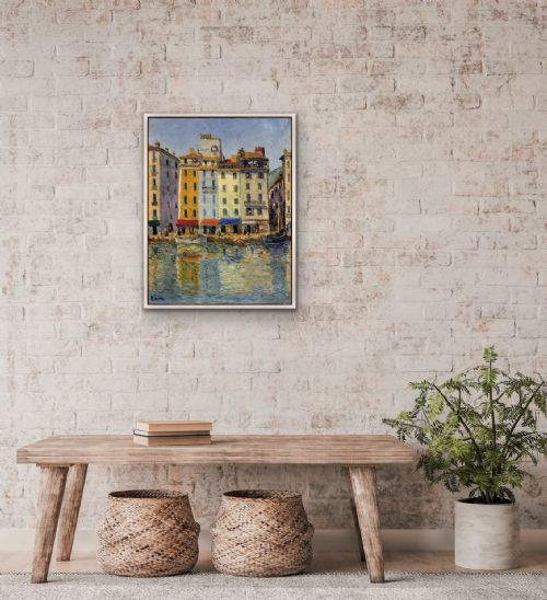 LOKRE 20ME SICLE FRENCH TOULON LE PORT LA VIEILLE DARSE MAY 1939 QUAI CRONSTADT FRAMED OIL PAINTING RIVIERA PROVENCE ALPES COTE D'AZUR - ADDITIONAL PHOTO 15