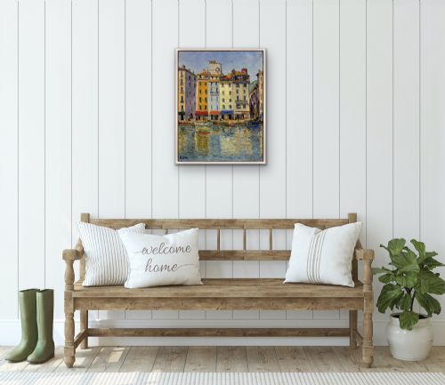 LOKRE 20ME SICLE FRENCH TOULON LE PORT LA VIEILLE DARSE MAY 1939 QUAI CRONSTADT FRAMED OIL PAINTING RIVIERA PROVENCE ALPES COTE D'AZUR - ADDITIONAL PHOTO 16