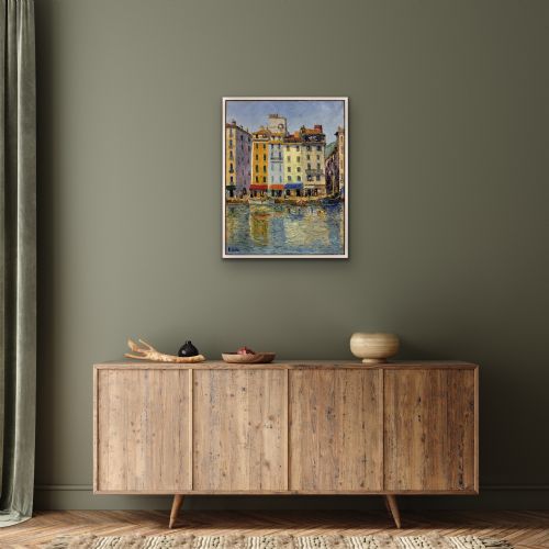 LOKRE 20ME SICLE FRENCH TOULON LE PORT LA VIEILLE DARSE MAY 1939 QUAI CRONSTADT FRAMED OIL PAINTING RIVIERA PROVENCE ALPES COTE D'AZUR - ADDITIONAL PHOTO 27