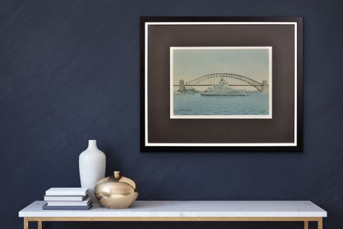COMMANDER ERIC TUFNELL ROYAL NAVY 1888 1979 HMS NEWCASTLE IN SYDNEY HARBOUR 1956 FRAMED WATERCOLOUR MELBOURNE OLYMPIC GAMES - ADDITIONAL PHOTO 16