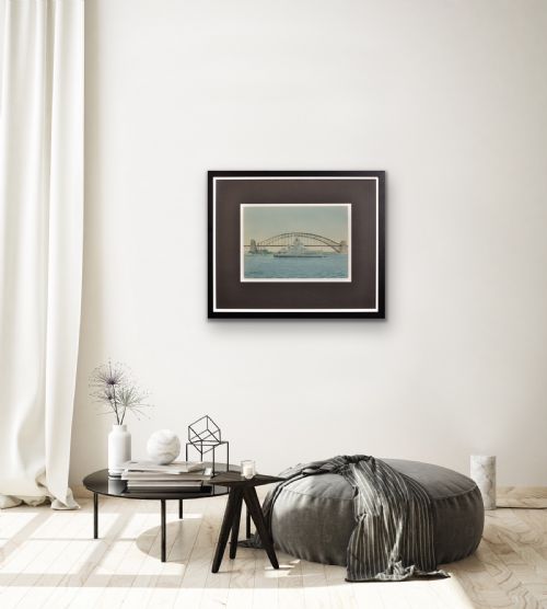 COMMANDER ERIC TUFNELL ROYAL NAVY 1888 1979 HMS NEWCASTLE IN SYDNEY HARBOUR 1956 FRAMED WATERCOLOUR MELBOURNE OLYMPIC GAMES - ADDITIONAL PHOTO 19