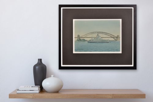 COMMANDER ERIC TUFNELL ROYAL NAVY 1888 1979 HMS NEWCASTLE IN SYDNEY HARBOUR 1956 FRAMED WATERCOLOUR MELBOURNE OLYMPIC GAMES - ADDITIONAL PHOTO 22