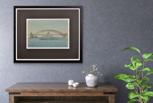 COMMANDER ERIC TUFNELL ROYAL NAVY 1888 1979 HMS NEWCASTLE IN SYDNEY HARBOUR 1956 FRAMED WATERCOLOUR MELBOURNE OLYMPIC GAMES - ADDITIONAL PHOTO 24