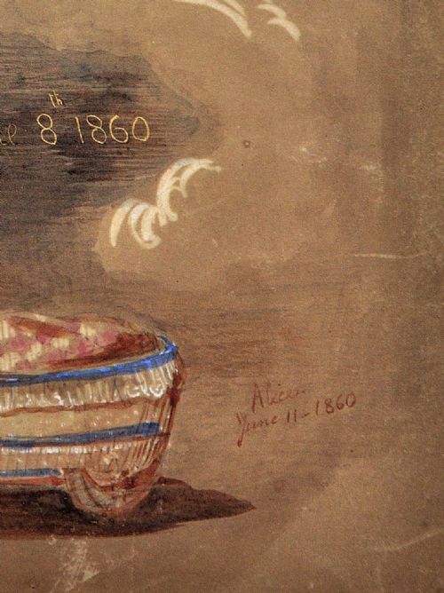BY QUEEN VICTORIAS DAUGHTER PRINCESS ALICE MAUD MARY 1843 1878 LONG LIFE AND HAPPINESS JUNE 11TH 1860 FRAMED WATERCOLOUR PAINTING BRITISH ROYAL FAMILY - ADDITIONAL PHOTO 9