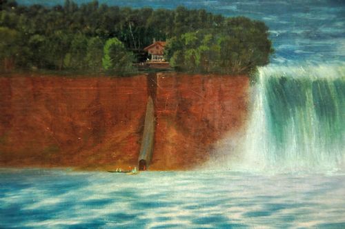 ALEXANDRE LE BIHAN 1839 1924 NIAGARA FALLS FRAMED LARGE LANDSCAPE CIRCA 1870S OIL PAINTING VERY DETAILED PANORAMA NEW YORK STATE ONTARIO FRENCH ARTIST - ADDITIONAL PHOTO 10