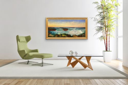 ALEXANDRE LE BIHAN 1839 1924 NIAGARA FALLS FRAMED LARGE LANDSCAPE CIRCA 1870S OIL PAINTING VERY DETAILED PANORAMA NEW YORK STATE ONTARIO FRENCH ARTIST - ADDITIONAL PHOTO 23