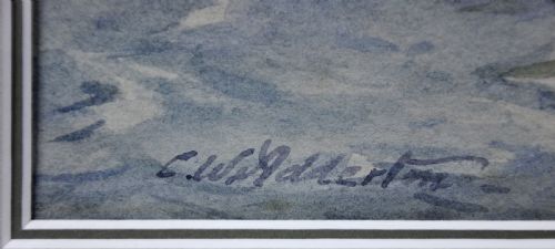 CHARLES WILLIAM ADDERTON 1866 1944 NORWEGIAN BARQUES AT ANCHOR LYME BAY DEVON DORSET FRAMED VICTORIAN MARITIME WATERCOLOUR PAINTING - ADDITIONAL PHOTO 2