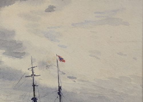 CHARLES WILLIAM ADDERTON 1866 1944 NORWEGIAN BARQUES AT ANCHOR LYME BAY DEVON DORSET FRAMED VICTORIAN MARITIME WATERCOLOUR PAINTING - ADDITIONAL PHOTO 6