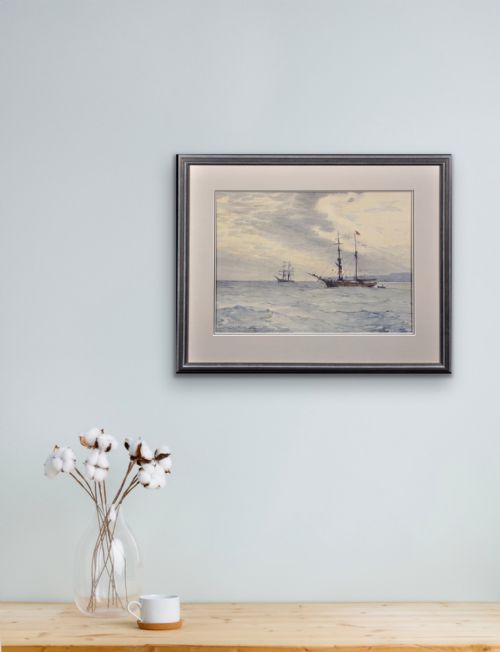 CHARLES WILLIAM ADDERTON 1866 1944 NORWEGIAN BARQUES AT ANCHOR LYME BAY DEVON DORSET FRAMED VICTORIAN MARITIME WATERCOLOUR PAINTING - ADDITIONAL PHOTO 26