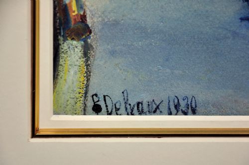 PAUL DELVAUX 1897 1994 BELGIAN LA BELLE ANNA LA PORT DE CANNES 1930 FRAMED WATERCOLOUR PAINTING OF THE CTE D'AZUR ON THE FRENCH RIVIERA - ADDITIONAL PHOTO 2
