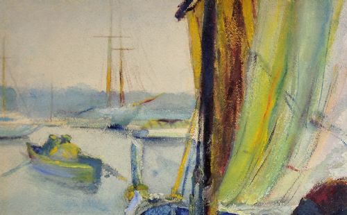 PAUL DELVAUX 1897 1994 BELGIAN LA BELLE ANNA LA PORT DE CANNES 1930 FRAMED WATERCOLOUR PAINTING OF THE CTE D'AZUR ON THE FRENCH RIVIERA - ADDITIONAL PHOTO 5